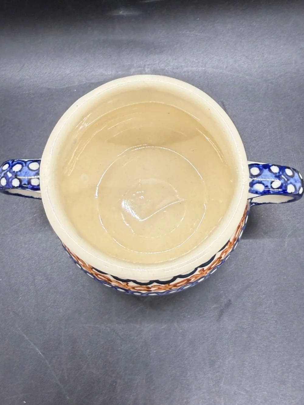 Vintage 1950s Polish Pottery Ceramika Artyscyczna Boleslawiec Lidded Sugar Bowl